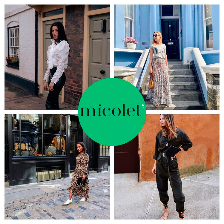 Four fashion influencers UK in a collage with Micolet's logo on it